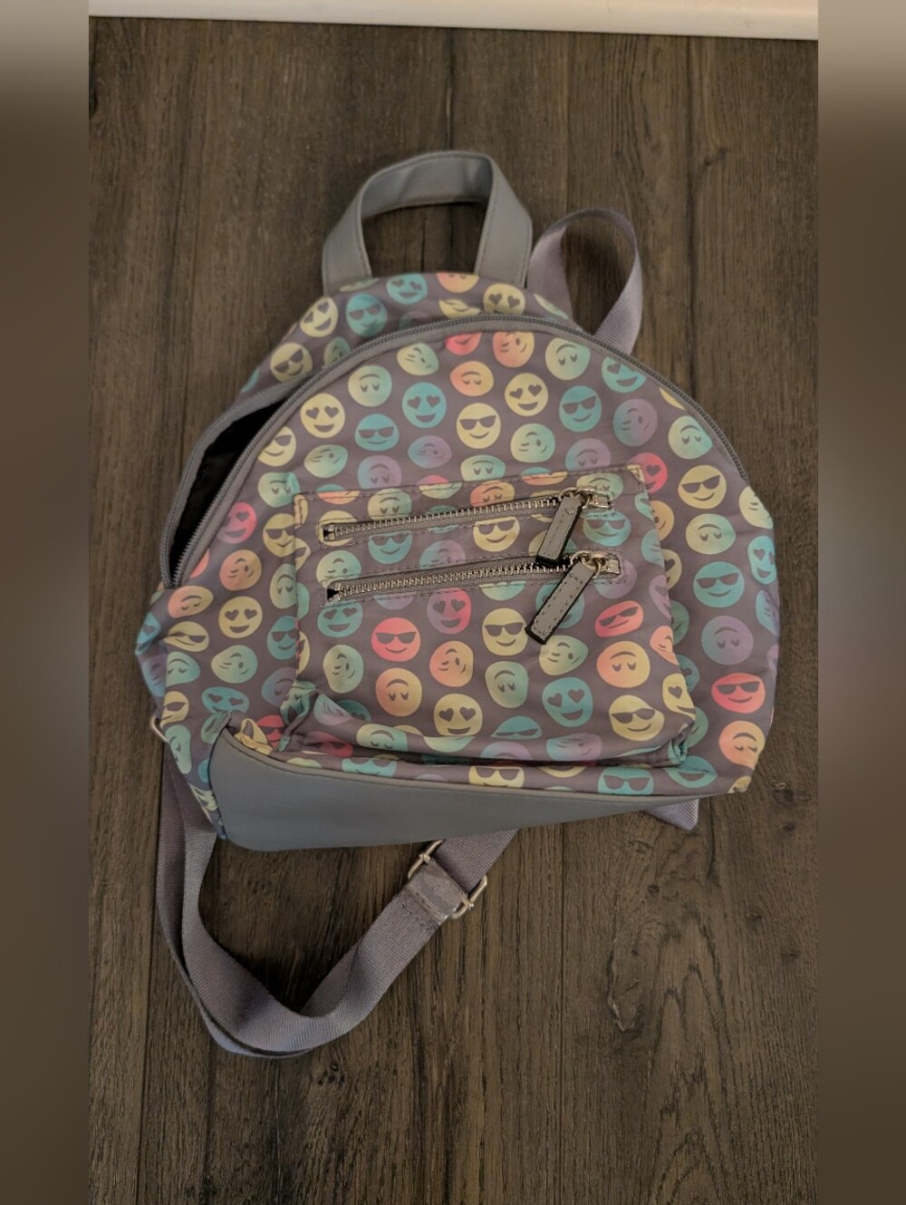 Emoji Print Gray Mini Backpack - Women Or Tween Bags
